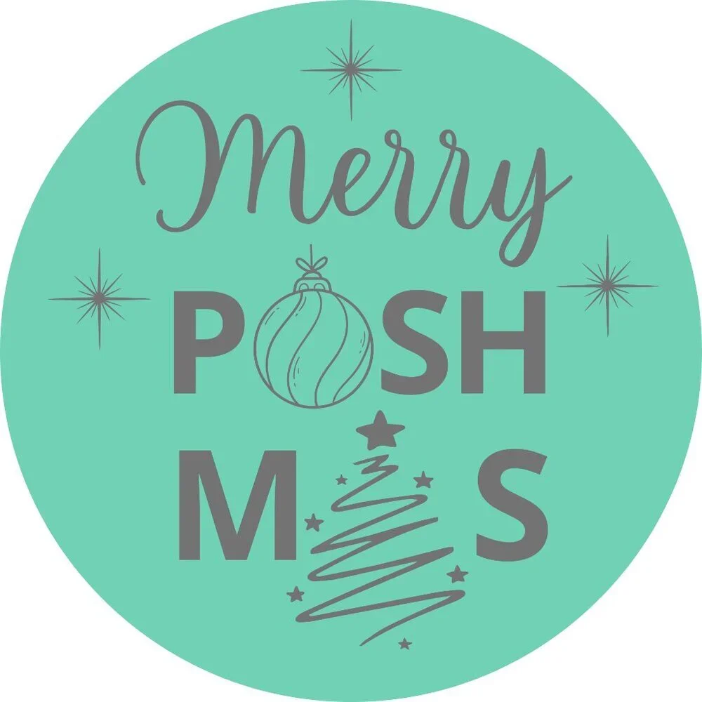 100 thermal Stickers Merry Poshmas 2” Round Labels,